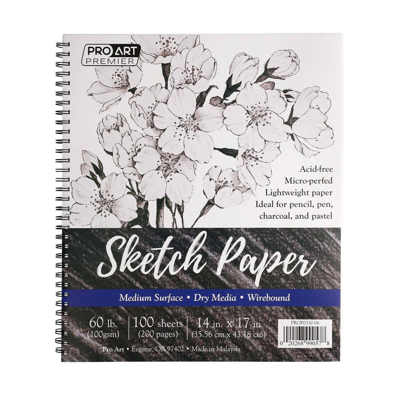 Pro Art Premium Sketch Paper Pad 14"x17" 100 sheets, 60#, Wire, Sketch Book, Sketchbook, Drawing Pad, Pad, Drawing Paper, Art Book, Paper, Sketchbook for